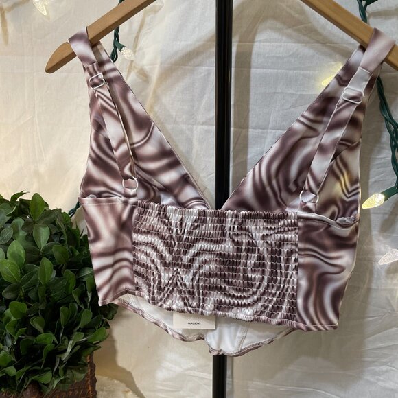 Glassons Brown Swirl  Corset-Brown, White-Sz 10 - Picture 4 of 9